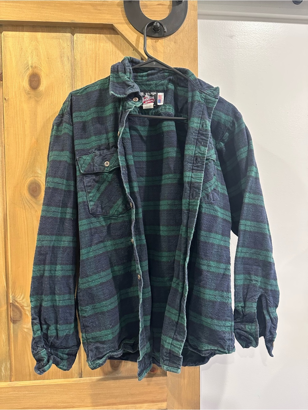 Men's Green & Navy Plaid Lightweight Shirt Jacket